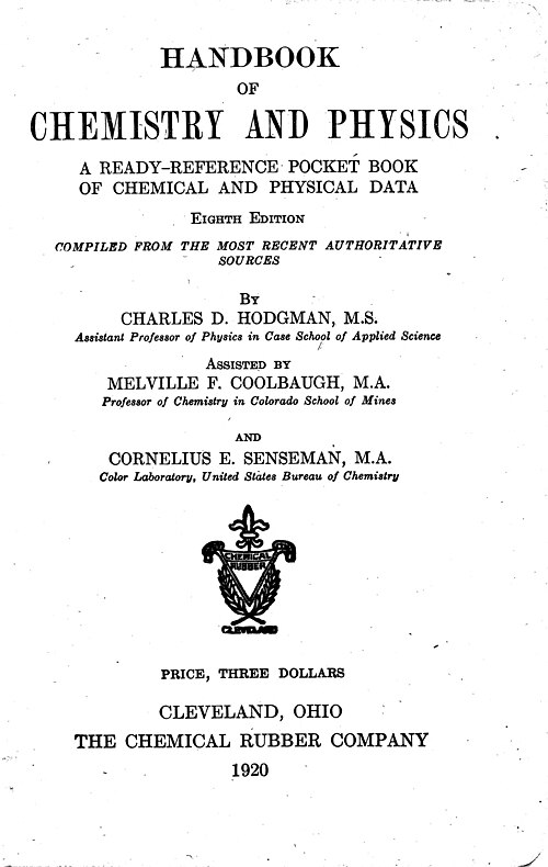 Handbook of Chemistry and Physics